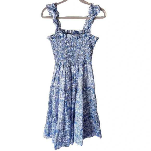 Amanda Uprichard Dress Size Small Adelene Midi Smocked Tiered Floral Cottagecore - Picture 2 of 10